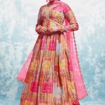 TF-302 – Elegant Cotton Printed Gown with Net Dupatta