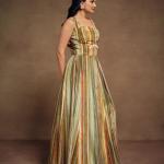 Fancy Slit Cut Digital Printed Silk Gown with Dupatta