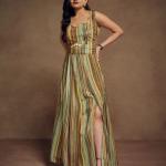 Fancy Slit Cut Digital Printed Silk Gown with Dupatta
