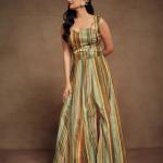 Fancy Slit Cut Digital Printed Silk Gown with Dupatta