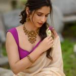 Elegant Pure Mysore Silk Saree with Vertical Salari Stripes & Moti Mala