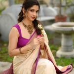 Elegant Pure Mysore Silk Saree with Vertical Salari Stripes & Moti Mala