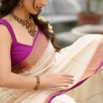 Elegant Pure Mysore Silk Saree with Vertical Salari Stripes & Moti Mala
