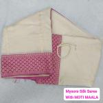 Elegant Pure Mysore Silk Saree with Vertical Salari Stripes & Moti Mala