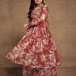 Elegant Zari Embroidered Chiffon Top Palazzo Suit with Dupatta