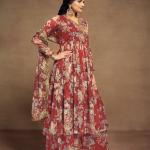 Elegant Zari Embroidered Chiffon Top Palazzo Suit with Dupatta