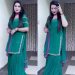 NF-1237 Designer Embroidered Sharara Suit Set – Natural Crepe Edition