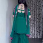 NF-1237 Designer Embroidered Sharara Suit Set – Natural Crepe Edition