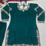 NF-1237 Designer Embroidered Sharara Suit Set – Natural Crepe Edition