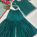 NF-1237 Designer Embroidered Sharara Suit Set – Natural Crepe Edition