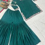 NF-1237 Designer Embroidered Sharara Suit Set – Natural Crepe Edition