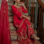 : Royal Grace – Chinon Silk Embroidered Sharara Suit Set