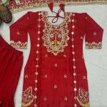 : Royal Grace – Chinon Silk Embroidered Sharara Suit Set