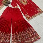 : Royal Grace – Chinon Silk Embroidered Sharara Suit Set