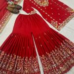 : Royal Grace – Chinon Silk Embroidered Sharara Suit Set