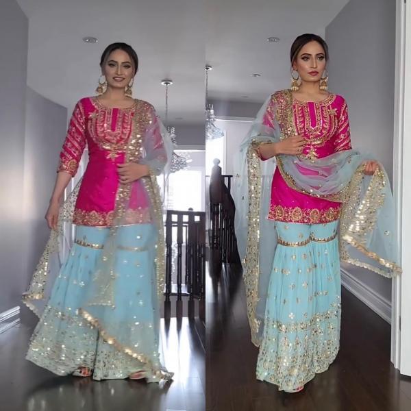Nooré Nazakat – Premium Faux Georgette Sharara Set with Dupatta