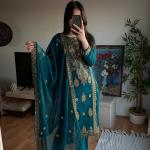 Luxe Chinnon Silk Embroidered Suit Set