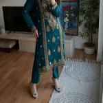 Luxe Chinnon Silk Embroidered Suit Set
