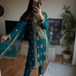 Luxe Chinnon Silk Embroidered Suit Set