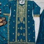 Luxe Chinnon Silk Embroidered Suit Set