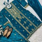 Luxe Chinnon Silk Embroidered Suit Set
