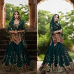 Embroidered Natural Crepe Silk Lehenga Set