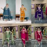 "Saanvi" Pure Chinnon Silk Embroidered Suit Set