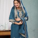 "Saanvi" Pure Chinnon Silk Embroidered Suit Set