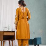 "Saanvi" Pure Chinnon Silk Embroidered Suit Set