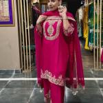 "Saanvi" Pure Chinnon Silk Embroidered Suit Set