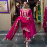 "Saanvi" Pure Chinnon Silk Embroidered Suit Set