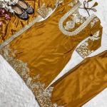 "Saanvi" Pure Chinnon Silk Embroidered Suit Set