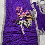 "Saanvi" Pure Chinnon Silk Embroidered Suit Set