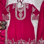 "Saanvi" Pure Chinnon Silk Embroidered Suit Set