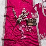 "Saanvi" Pure Chinnon Silk Embroidered Suit Set