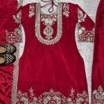 "Saanvi" Pure Chinnon Silk Embroidered Suit Set