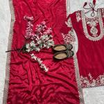 "Saanvi" Pure Chinnon Silk Embroidered Suit Set