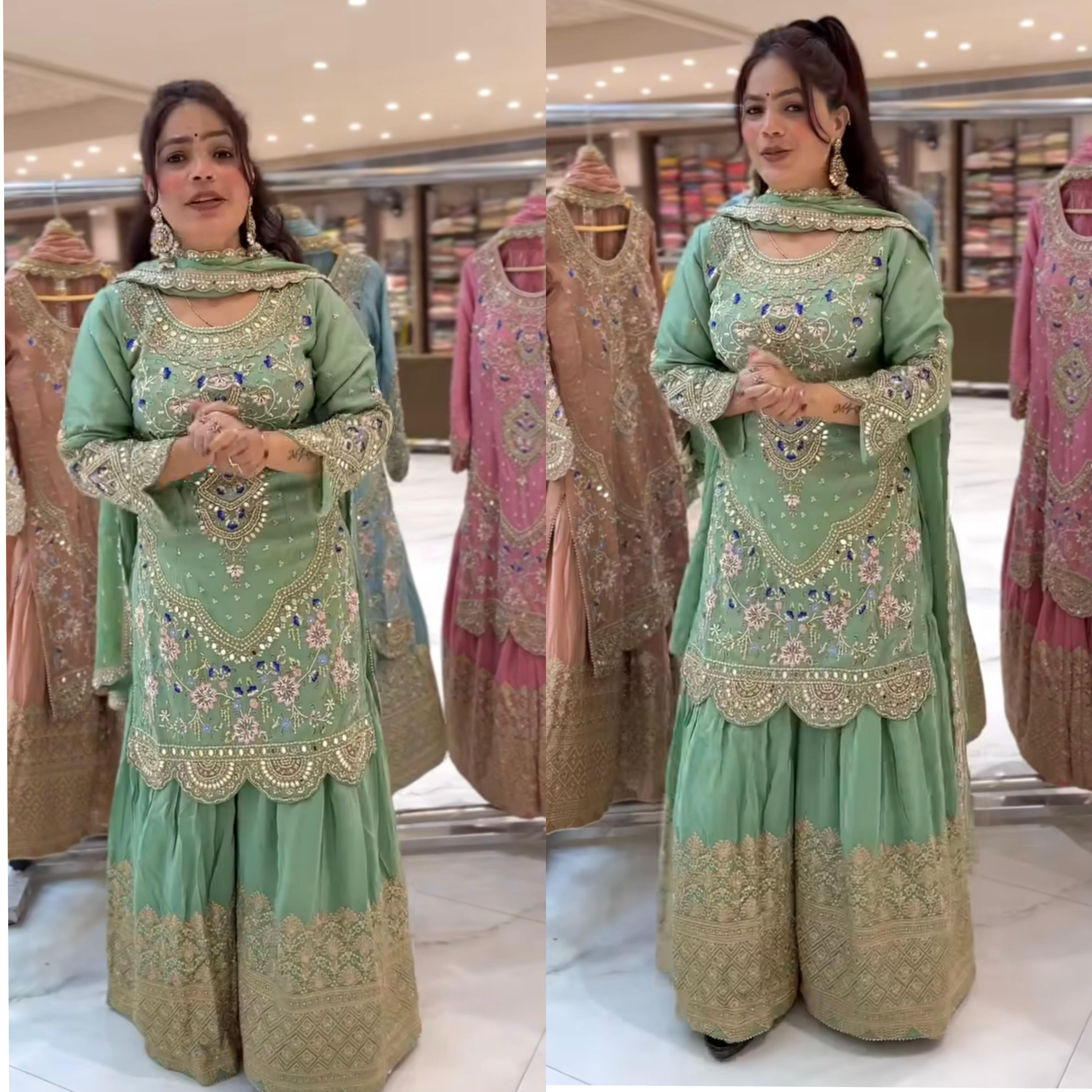 Designer Embroidered Sharara Set with Dupatta