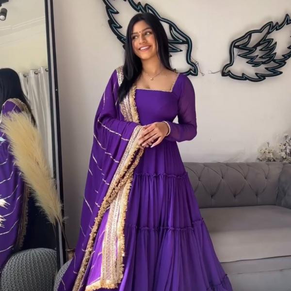 GlamourWave 16-Meter Flair Ruffle Gown with Sequin Dupatta – TF-320