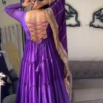 GlamourWave 16-Meter Flair Ruffle Gown with Sequin Dupatta – TF-320