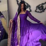 GlamourWave 16-Meter Flair Ruffle Gown with Sequin Dupatta – TF-320