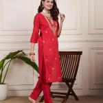 Designer Diamond Silk Cotton Suit Set (Ready-to-Wear)