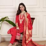 Designer Diamond Silk Cotton Suit Set (Ready-to-Wear)