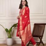 Designer Diamond Silk Cotton Suit Set (Ready-to-Wear)