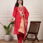 Designer Diamond Silk Cotton Suit Set (Ready-to-Wear)