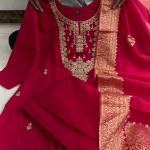 Designer Diamond Silk Cotton Suit Set (Ready-to-Wear)