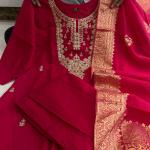 Designer Diamond Silk Cotton Suit Set (Ready-to-Wear)