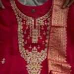 Designer Diamond Silk Cotton Suit Set (Ready-to-Wear)
