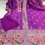 Sanvi Purple Paithani Silk Blended Salwar Suit