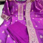 Sanvi Purple Paithani Silk Blended Salwar Suit
